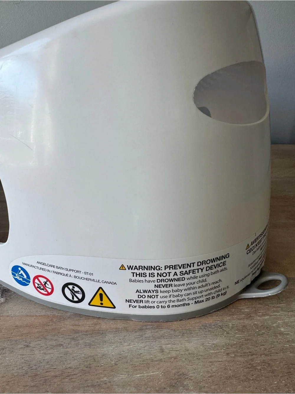 White and Gray Infant Bath Support - Brand: Not Clearly Visible
